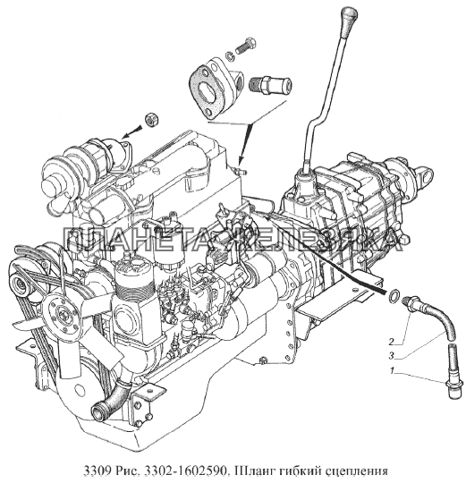 Шланг гибкий сцепления ГАЗ-3309 (Евро 2)